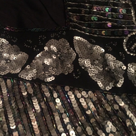 Beaded silk blouse vintage sz Large - Picture 3 of 5